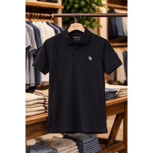 Abercrombie & Fiitch Polo Shirt Mens M Black Stretch Clean Minimal Luxury 19x26